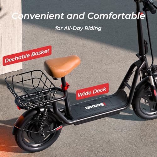 iScooter Electric Scooter with Seat, 37/21 Miles Long Range & 28/19/15.6 MPH Top Speed, 14