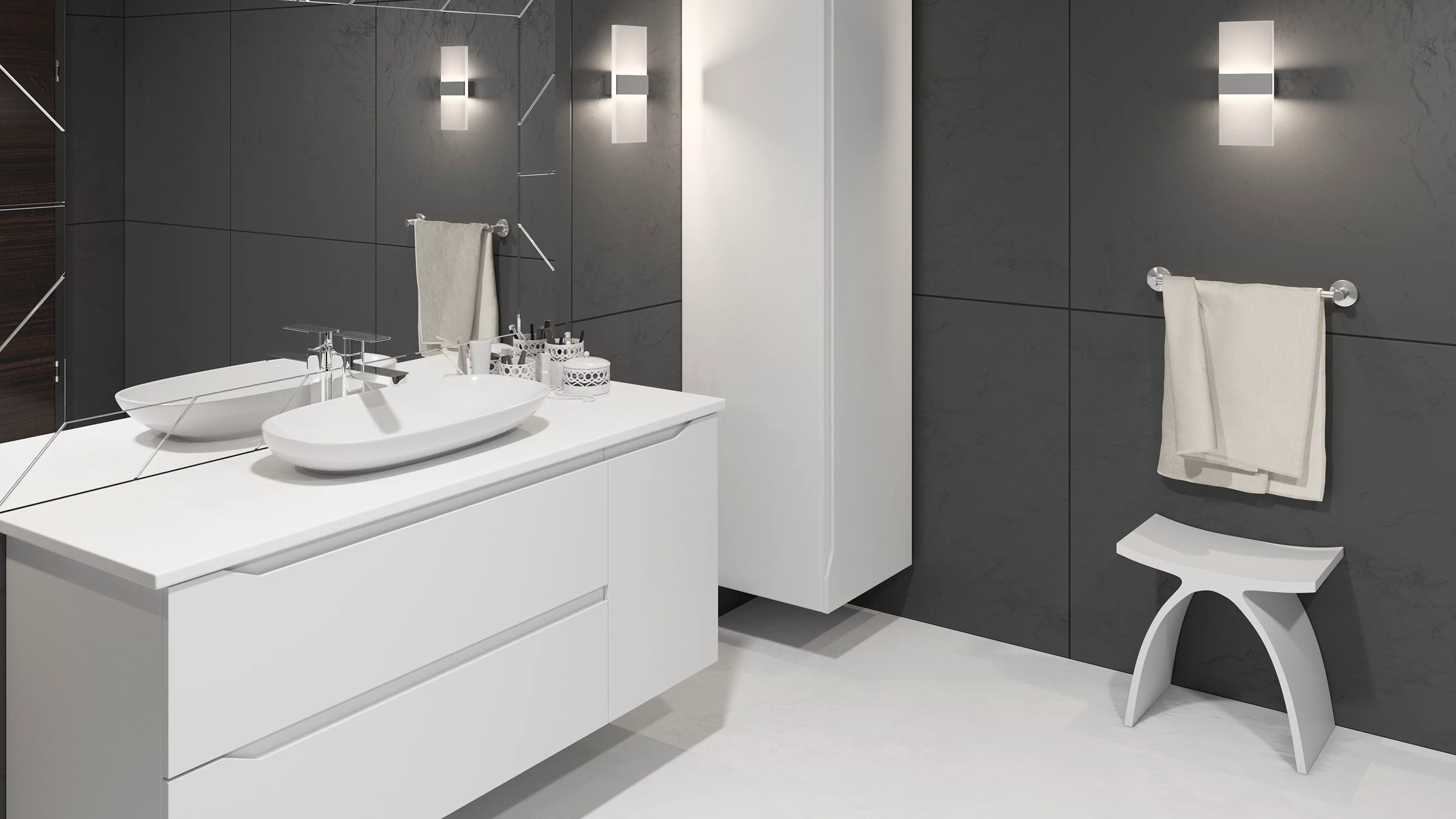 DAX Solid Surface Bathroom Stool, Standfree, Matte White Finish, 16-3/4 x 16-3/4 x 9-1/16 Inches (DAX-ST-01)