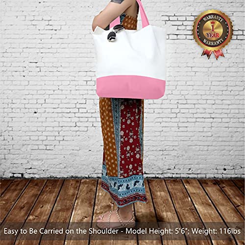 TOPDesign 3-Pack Super Strong Large 12oz Cotton Canvas Tote Bags, Reusable Grocery Shopping Cloth Bags, Fashionable Two-Tone Totes for Crafts, DIY Your Creative Designs