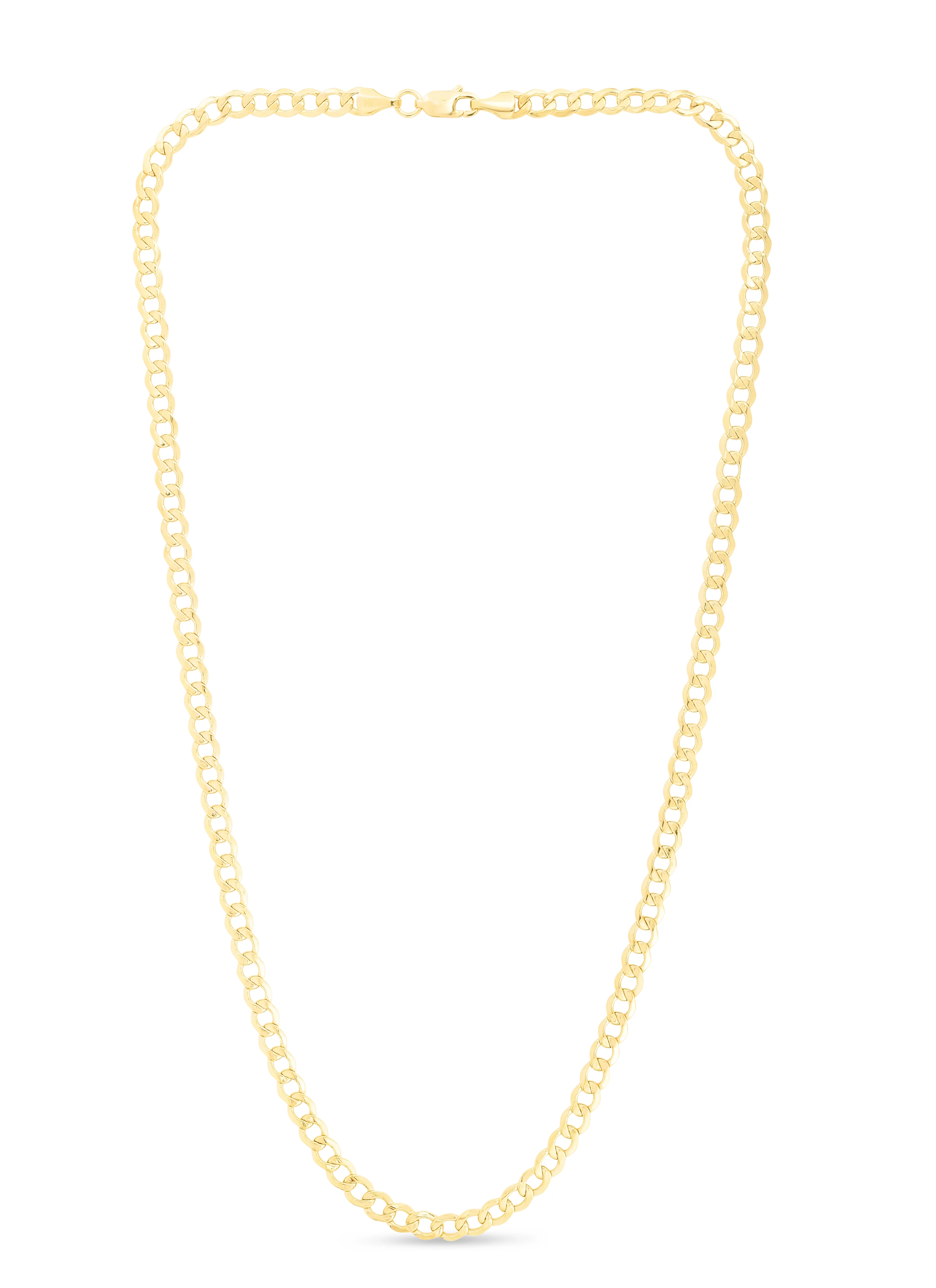 14K Yellow Gold 18in 4.4mm Curb Chain with Lobster Clasp