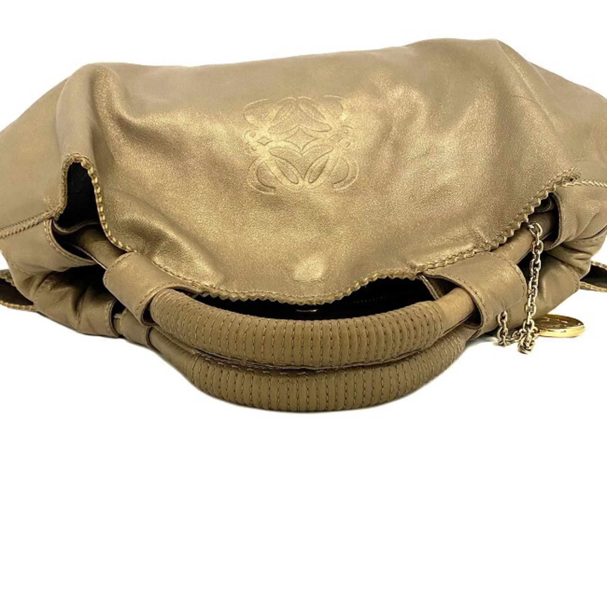 Pre-Owned Loewe Handbag Nappa Aire Gold Anagram Leather LOEWE Soft Ladies (Fair)