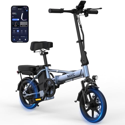 NAVIC Electric Bike for Adults, 14'' Adults Electric Bicycles, Peak 750W Folding Ebike with 499.2/749Wh Removable Battery, Max Speed 22mph, 40Miles Long Range, Electric Commuter Mini Ebike