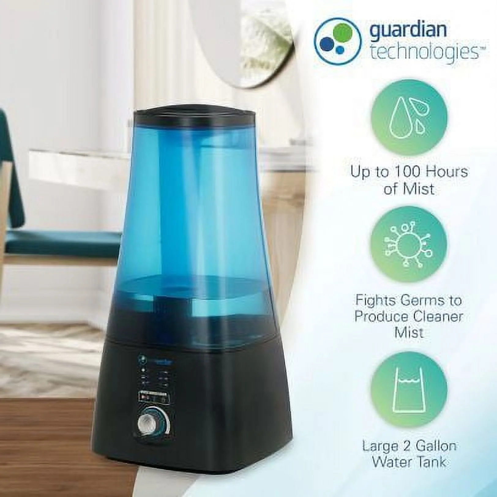 PureGuardian 100-Hour, 2-Gallon Warm & Cool Mist Humidifier with UV-C, 380 Sq. ft., H5450BCA