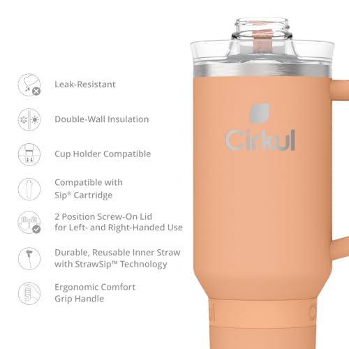Cirkul 40oz. Carbon Stainless Steel Tumbler with Handle, All-Day StrawSip™, Double-Wall Insulated