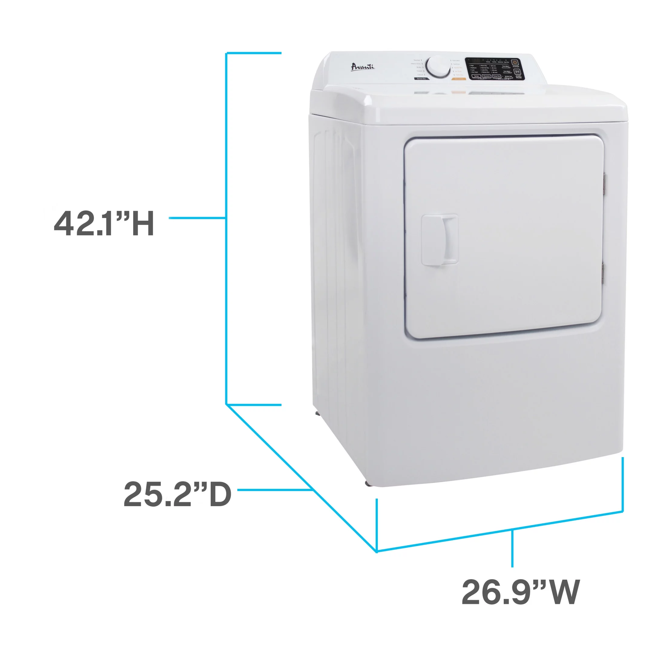Avanti Front Load Electric Clothes Dryer, 7.0 Cu. ft. Capacity, Height: 42.1 in., in White (SED70D0W)