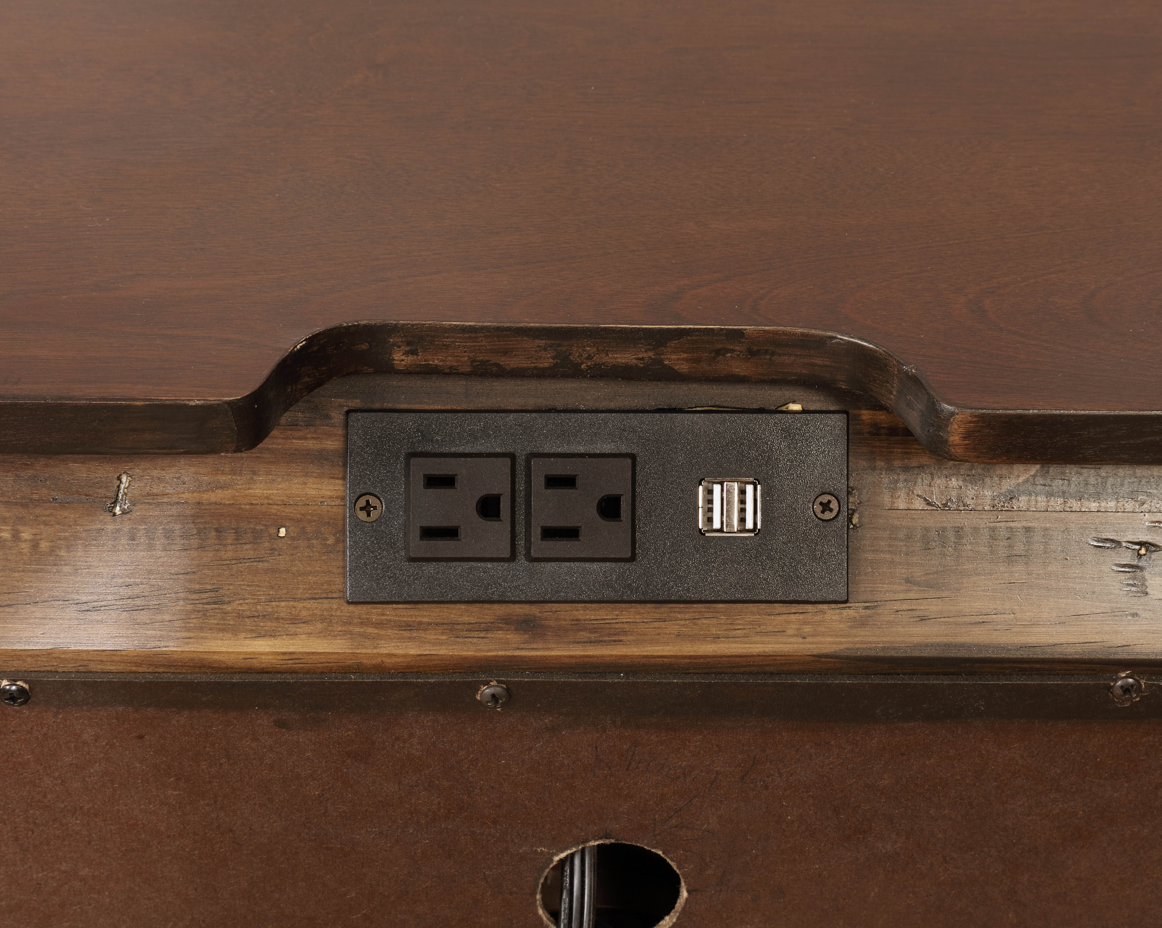 Furniture of America Damien Rustic Nightstand with 3-Drawer, Brown Cherry