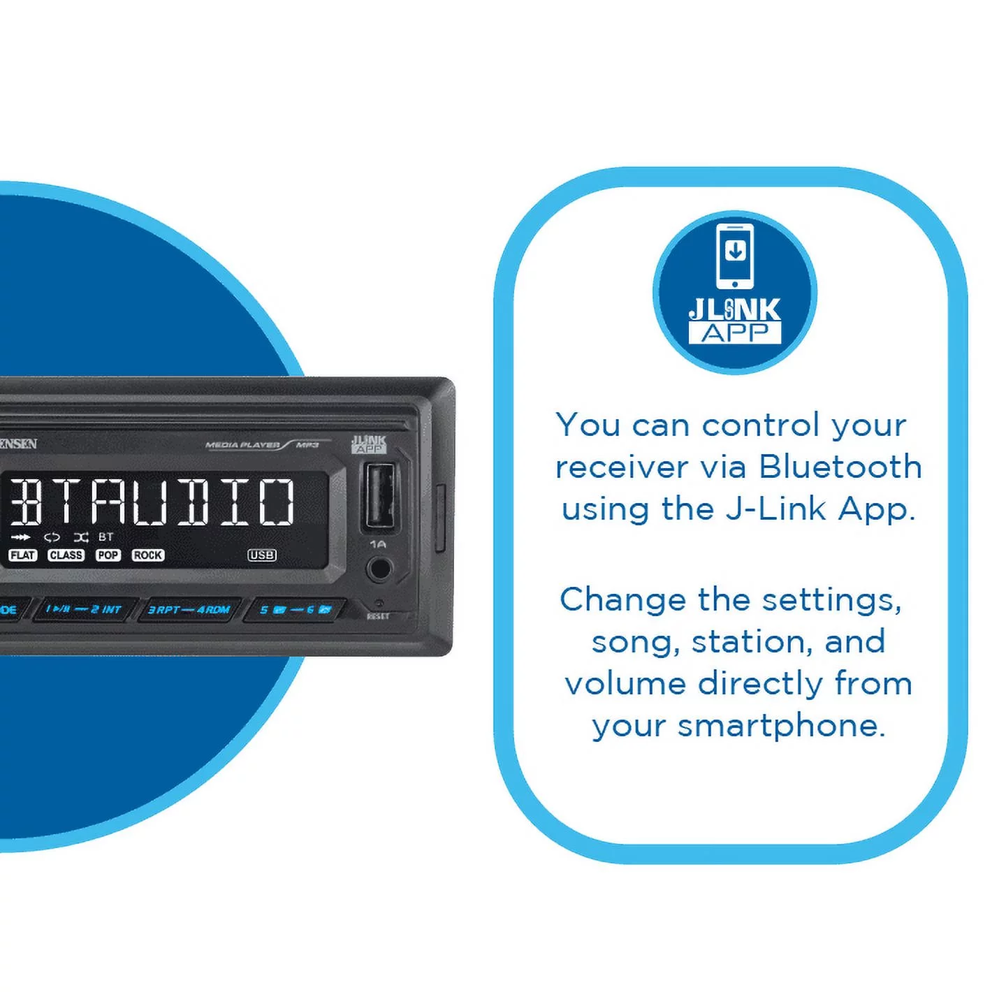 JENSEN MPR210 Single DIN Car Stereo Radio with Bluetooth, New