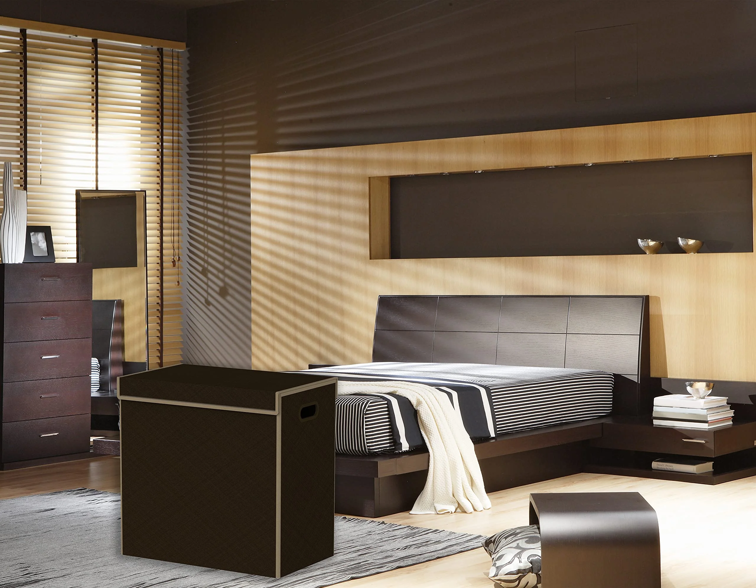 SimpleHouseware Double Laundry Hamper with Lid and Removable Laundry Bags, Brown