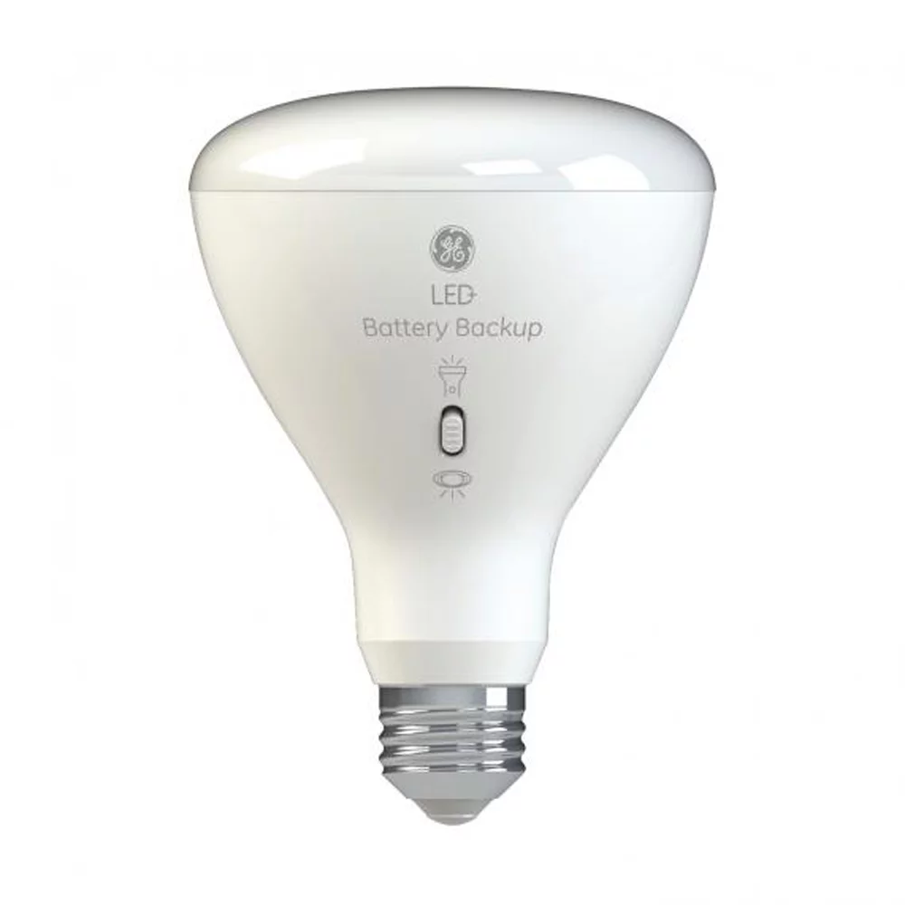 GE LED+ BR30 Indoor Floodlight LED Light Bulb with Battery Backup, 65-Watt Replacement, Soft White, 1 Pack