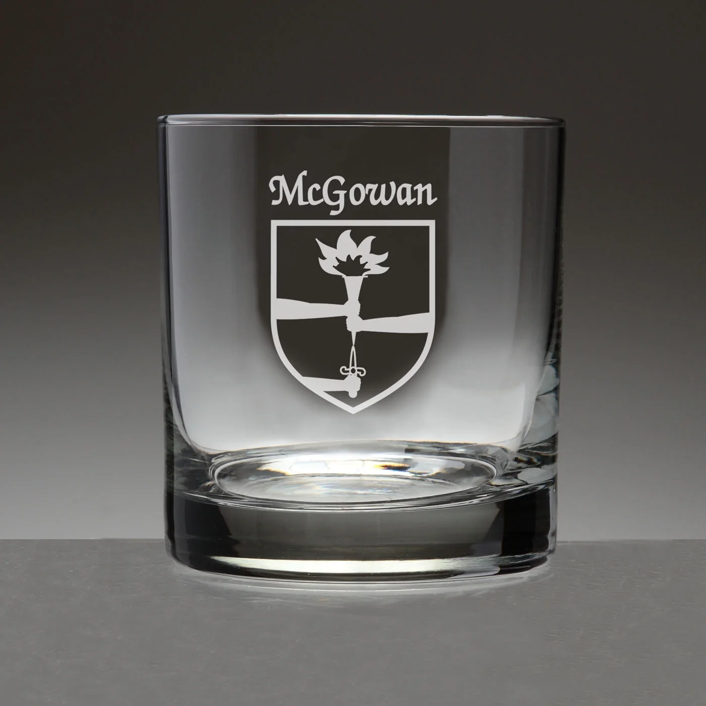 McGowan Irish Coat of Arms Tumbler Glasses - Set of 4 (Sand Etched)
