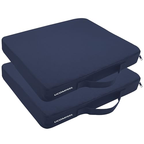 Portable Stadium Seat Cushions with Handle, 2 Inches Thick, Waterproof Oxford Fabric, Zipper Design, Set of 2 (Black)