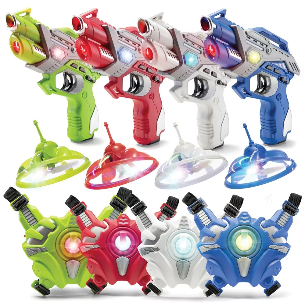 Laser Tag Sets With Gun And Vest - Infrared Laser Tag Guns Set Of 4 Guns 4 Vests 4 UFO Drone - Laser Tag Guns Game Set For Indoor Outdoor - Best Gift Boys Girls -Play22USA