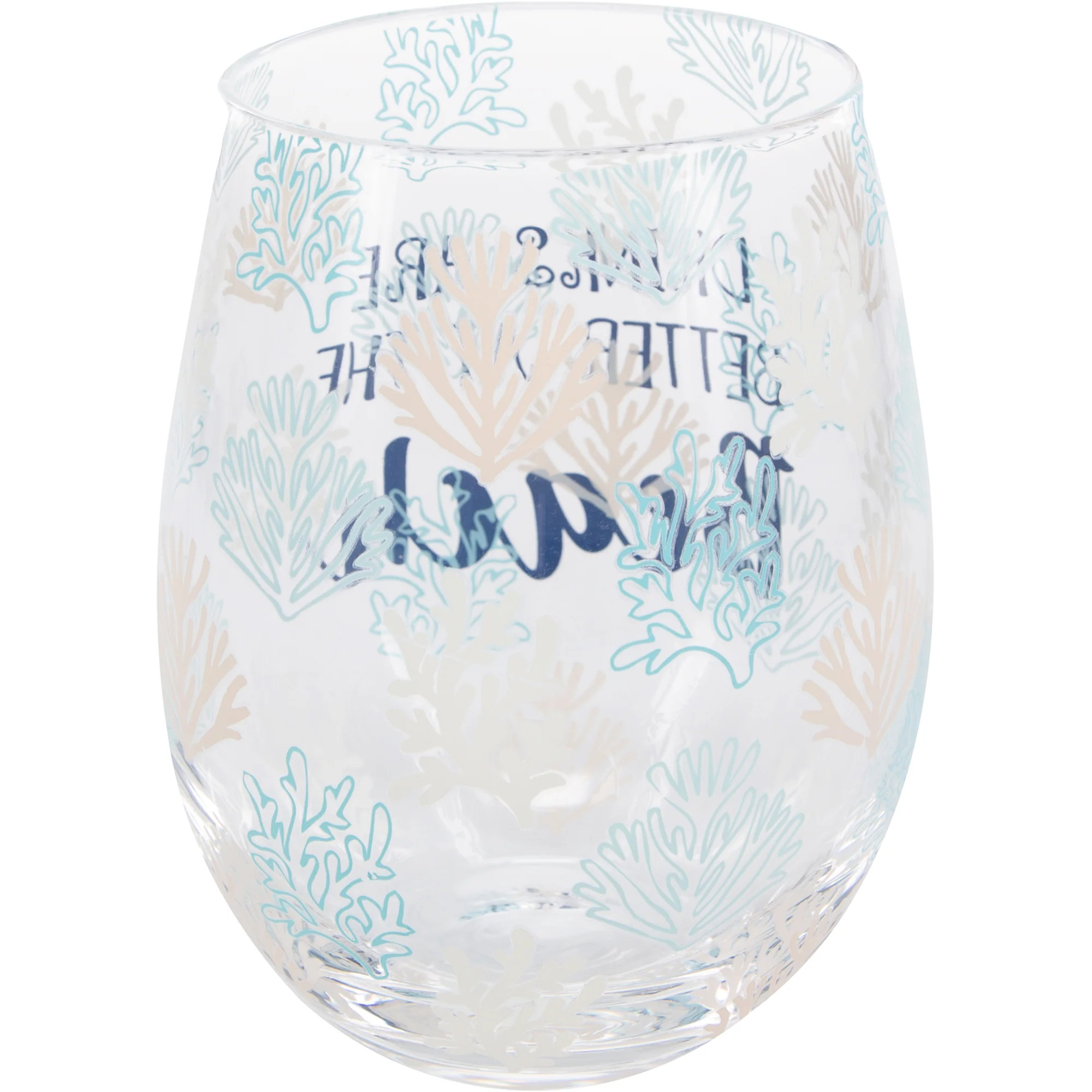 At the Beach 18 oz Stemless Wine Glass