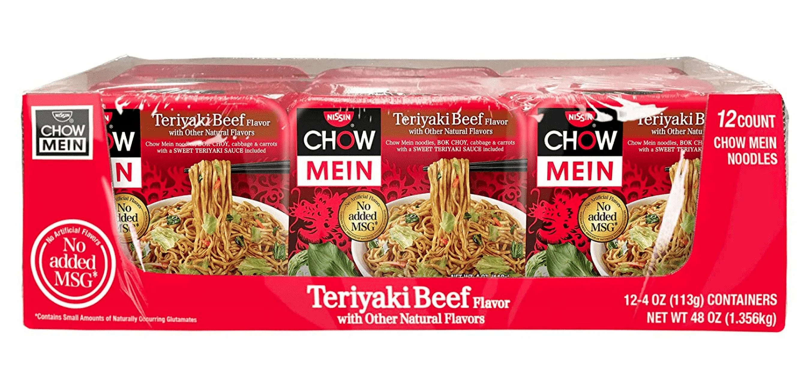 Nissin Chow Mein Premium Teriyaki Beef, 4.0 Ounce (Pack of 12)