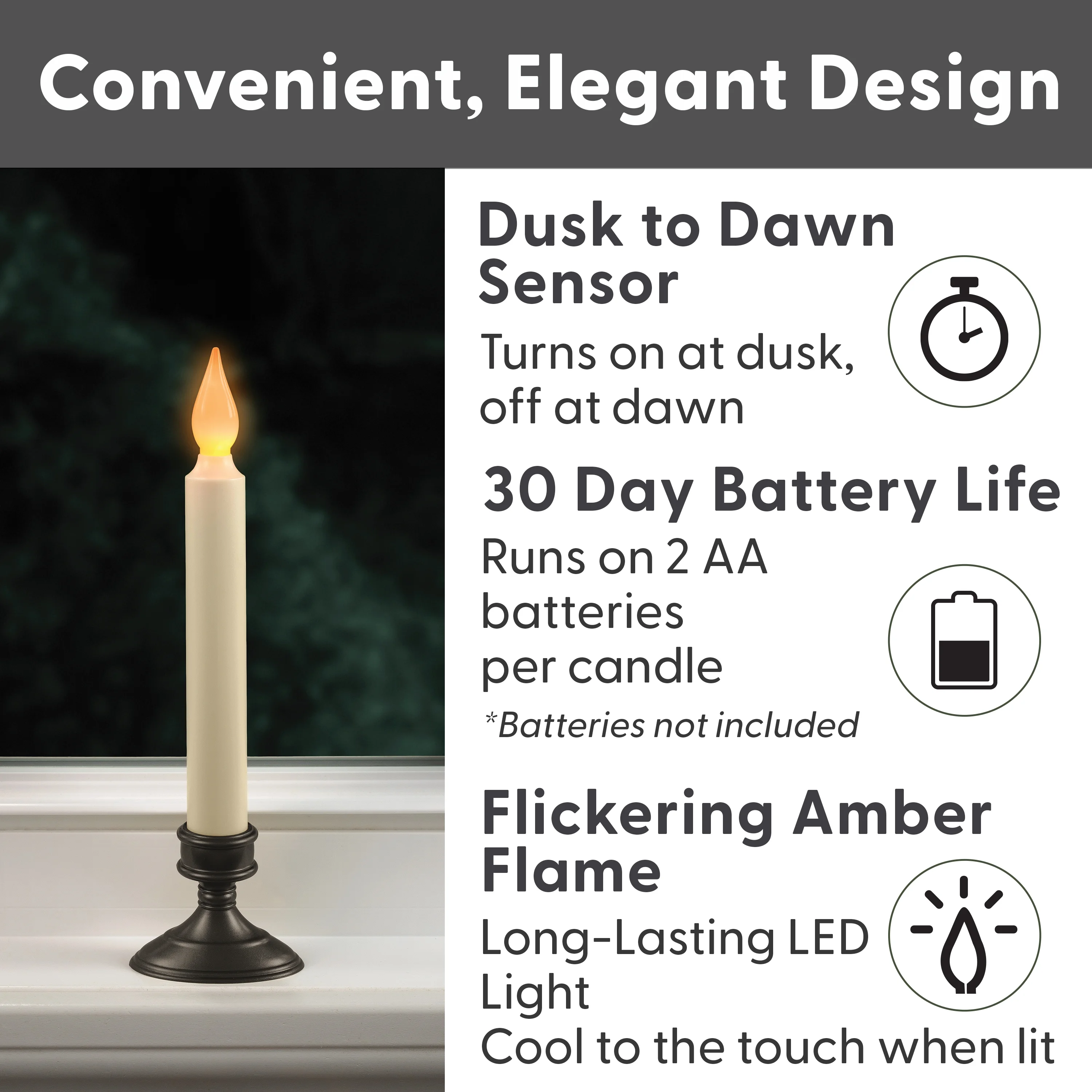 Xodus Innovations Battery Operated LED Window Candle, Dusk to Dawn Light Sensor, Aged Bronze Base, Amber Flicker Flame (4 Pack)