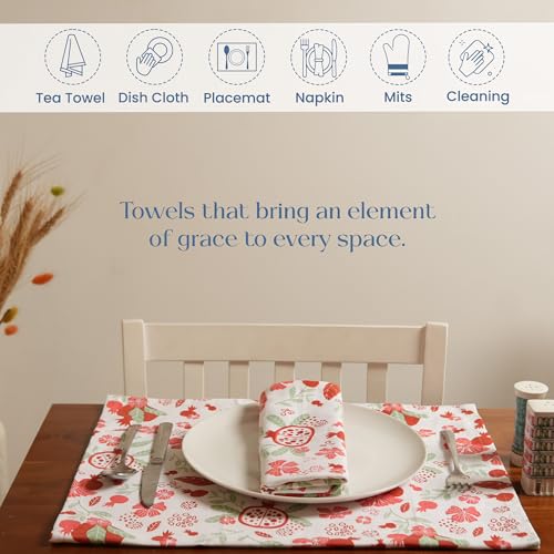 The Fine Living Co. 100% Cotton Merry Christmas Kitchen Towels, 18'x28' Set of 2 (Cherry Red & Green)