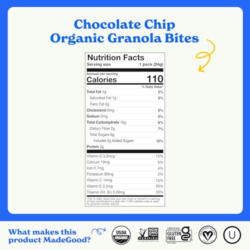 MadeGood Granola Bites Chocolate Chip & Strawberry Variety Pack (28 Count) Gluten Free and Organic Snacks