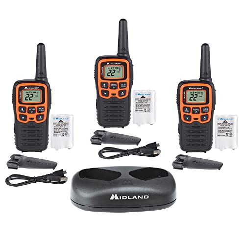 Midland- T51VP3 X-TALKER Spotting and Recovery Walkie-Talkie Long Range - FRS Two Way Radio for kids Caravanning with NOAA Weather Scan + Alert, 38 Privacy Codes - Black/Orange - 2 Pack