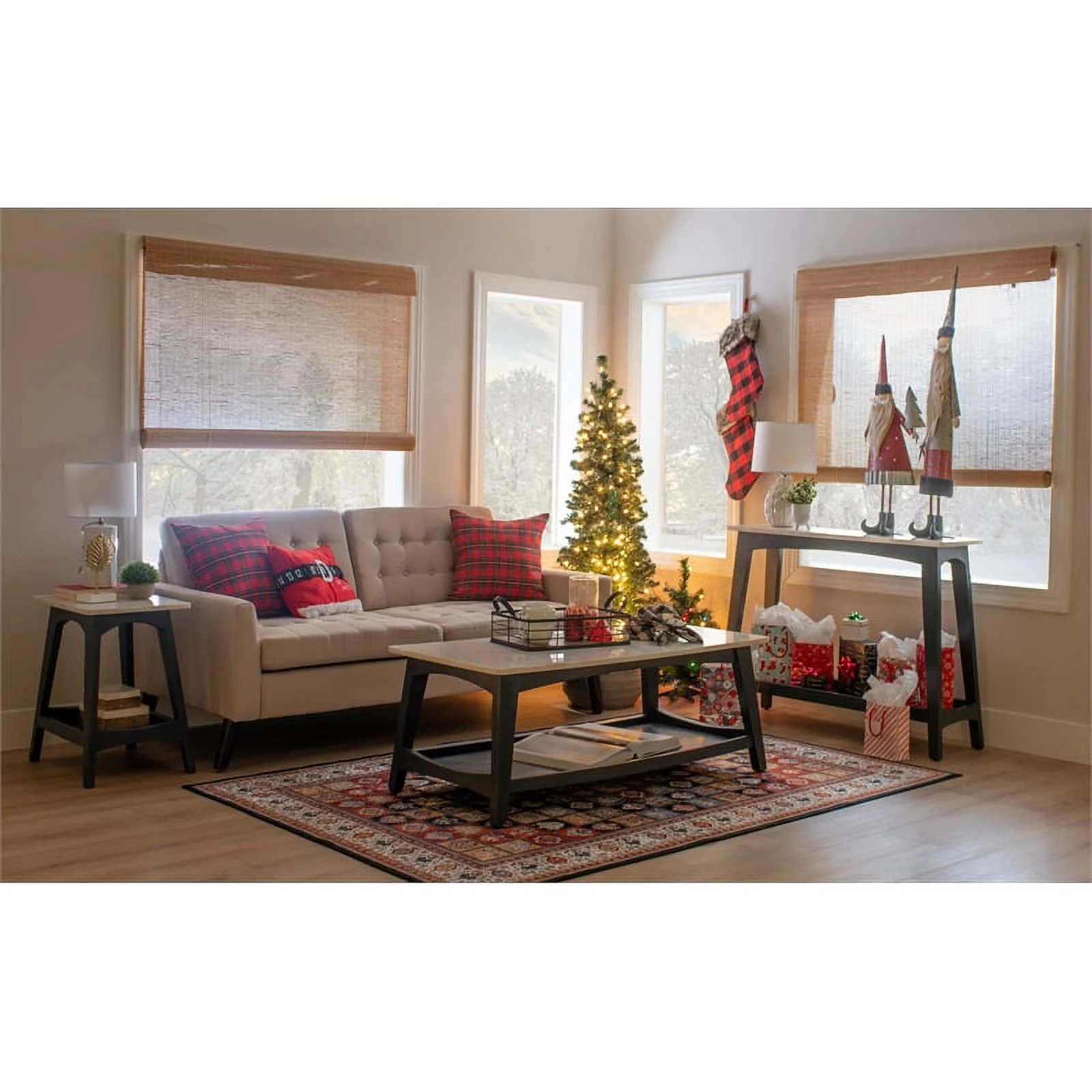 Linon Pace Marble and Wood Side Table in Gray