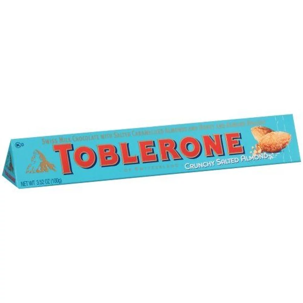 Toblerone Crunchy Almond with Sea Salt Milk Chocolate Bar, 3.52 Ounce -- 80 per case.