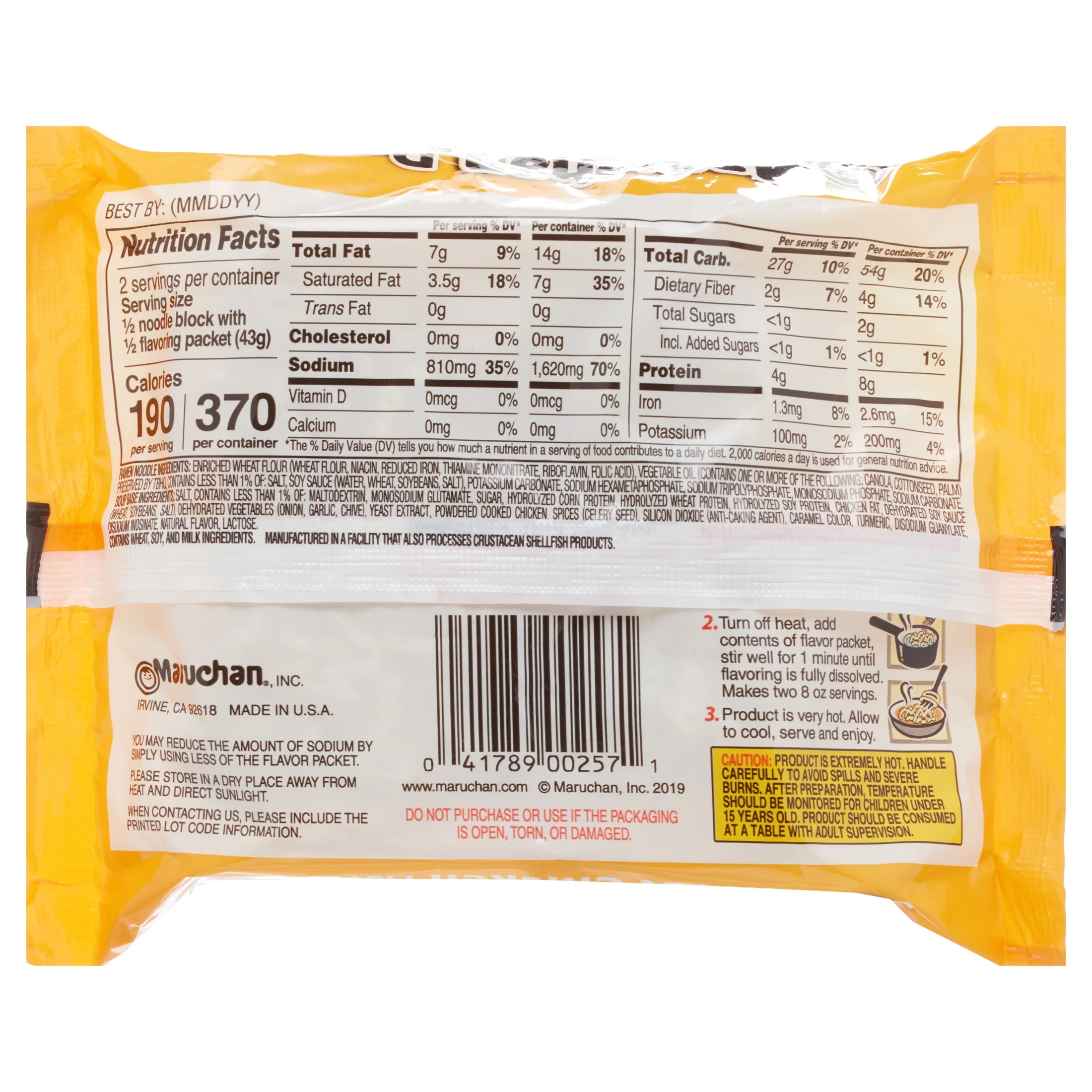 Maruchan Roast Chicken Ramen Noodles, 3 oz Shelf Stable Package 24 pack