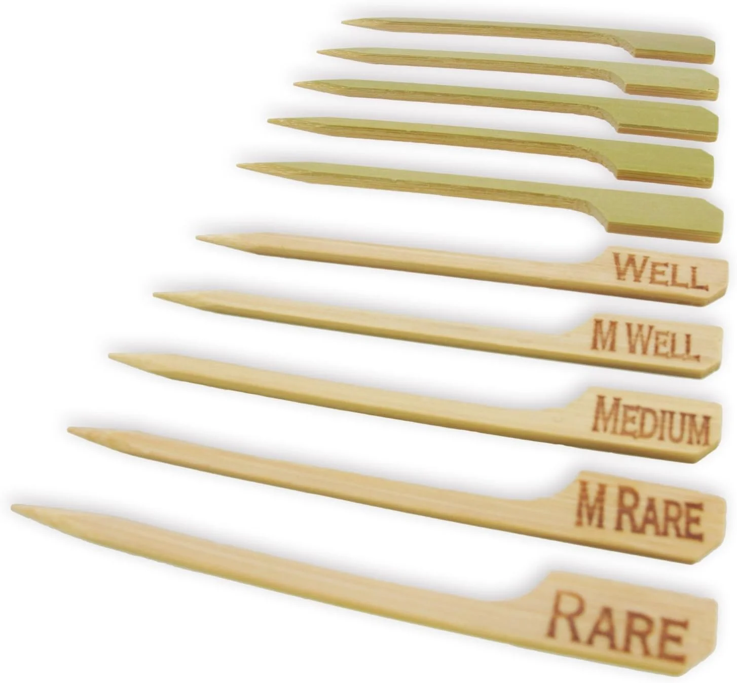 Medium Rare Steak Doneness Marking Natural Bamboo Paddle Skewers Sticks, 1,000 Pieces