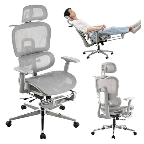 Mesh Ergonomic Office Chair with Footrest,High Back Mesh Gaming Chair with Lumbar Support,Back Support,Adjustable Headrest and Armrests for Home Office