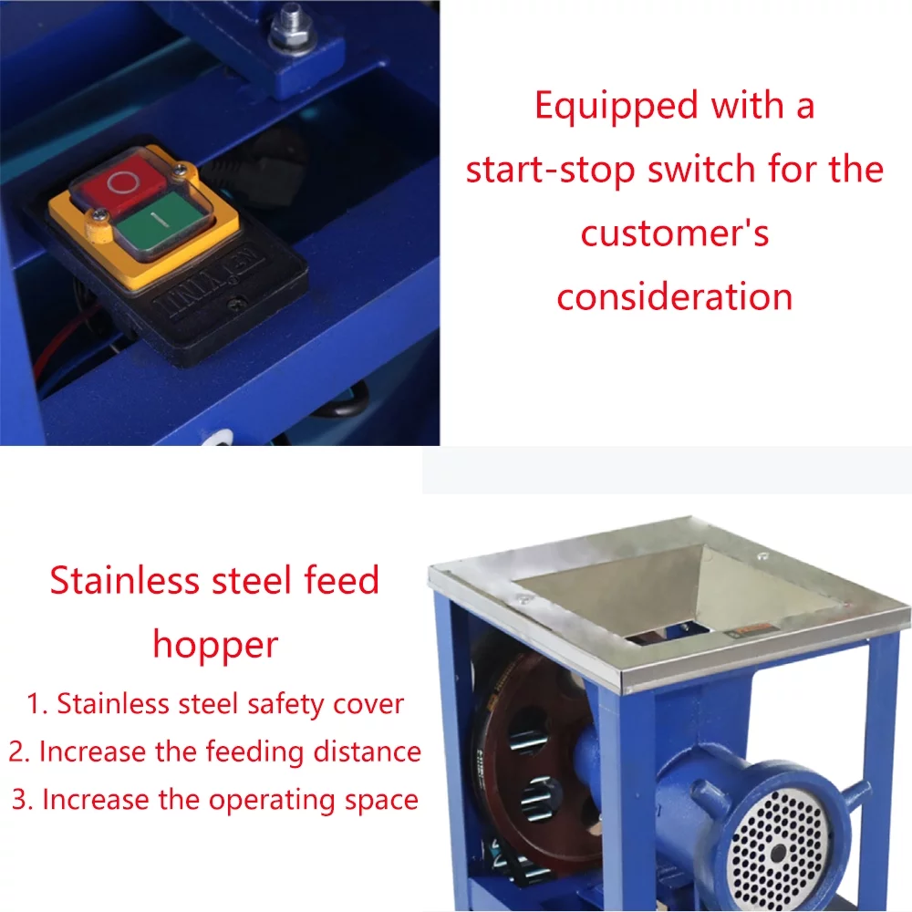 TECHTONGDA Electric Bone Crusher Feed Processer Stainless Steel Fish Chicken Meat Grinder 2.2KW 220V