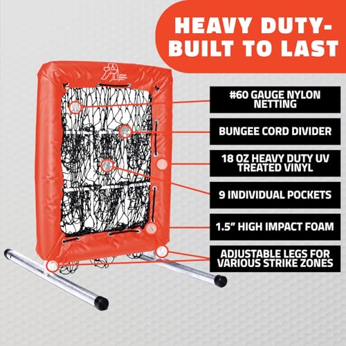 Anytime Baseball Pitching Net with Strike Zone | The No Hitter Net 9 Hole Net | Strike Zone Target for Baseball & Softball Training