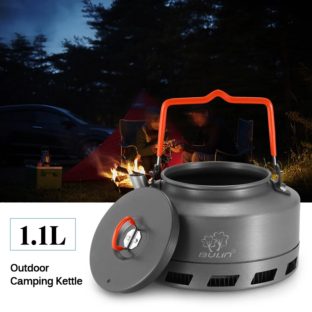 BULIN Kettle,Aluminum Alloy Tea KettlePicnic 1.1l Portable Kettle Coffee Pot Indoor Aluminum AlloyPicnic Kettle EryueCoffee Huiop