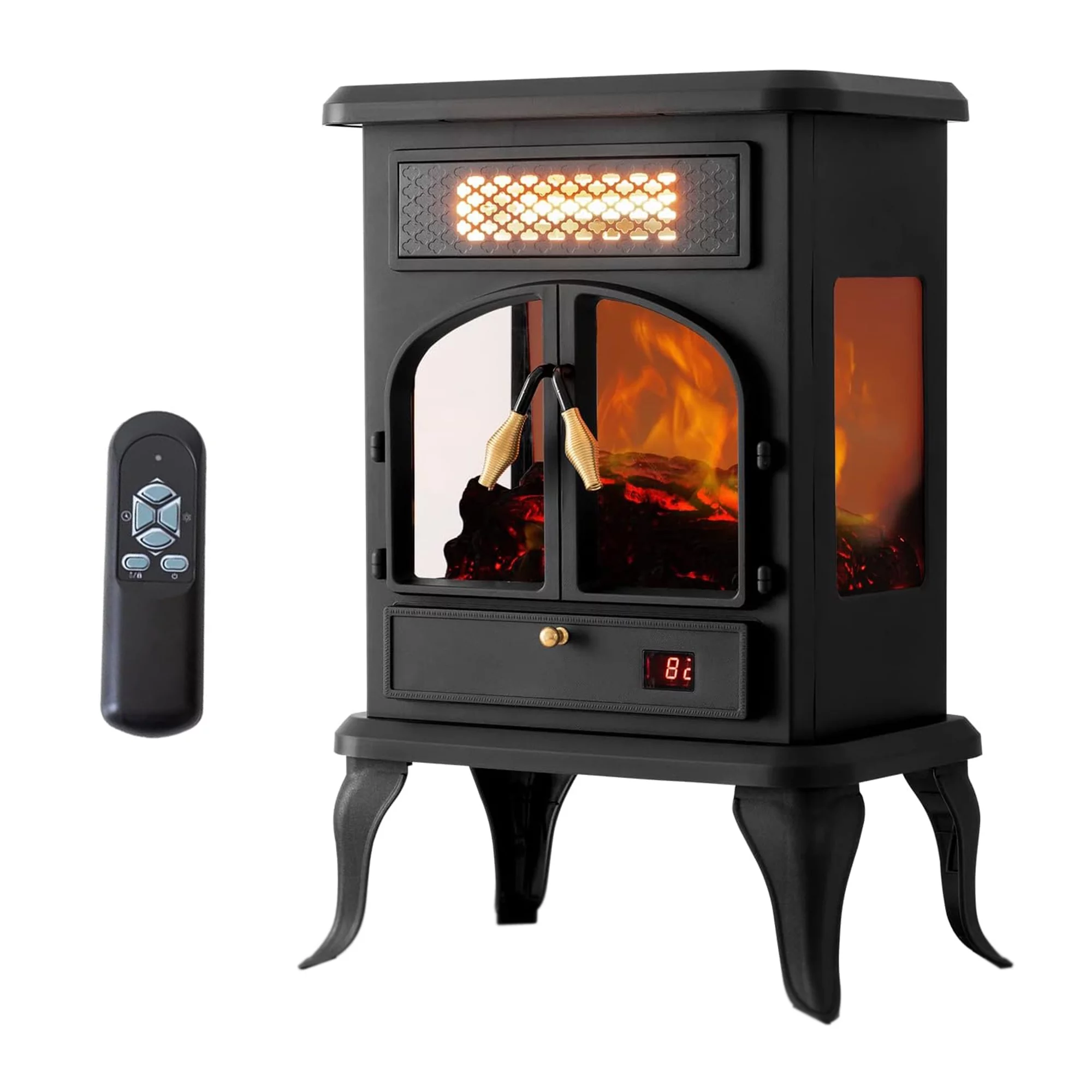 selectric Freestanding Portable Electric Fireplace Heater Stove w/ Remote