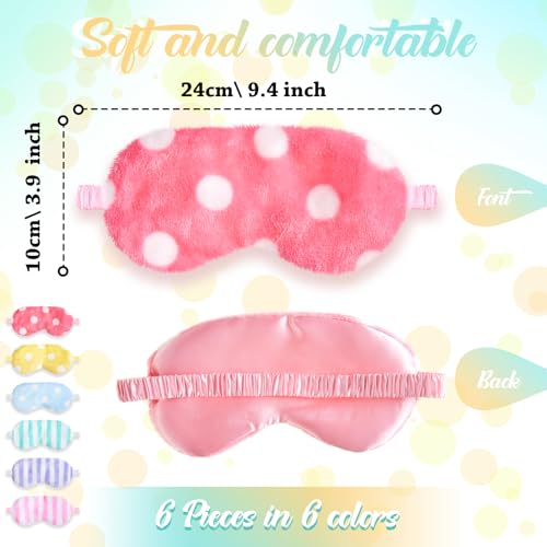 Cuffbow 6 Pcs Plush Sleep Eye Mask Silk Furry Eye Covers for Sleeping Cute Sleep Mask Fluffy Comfortable Sleeping Blindfold for Travel Sleepover Nap Party Supply Girls Women(Bow,Pink)