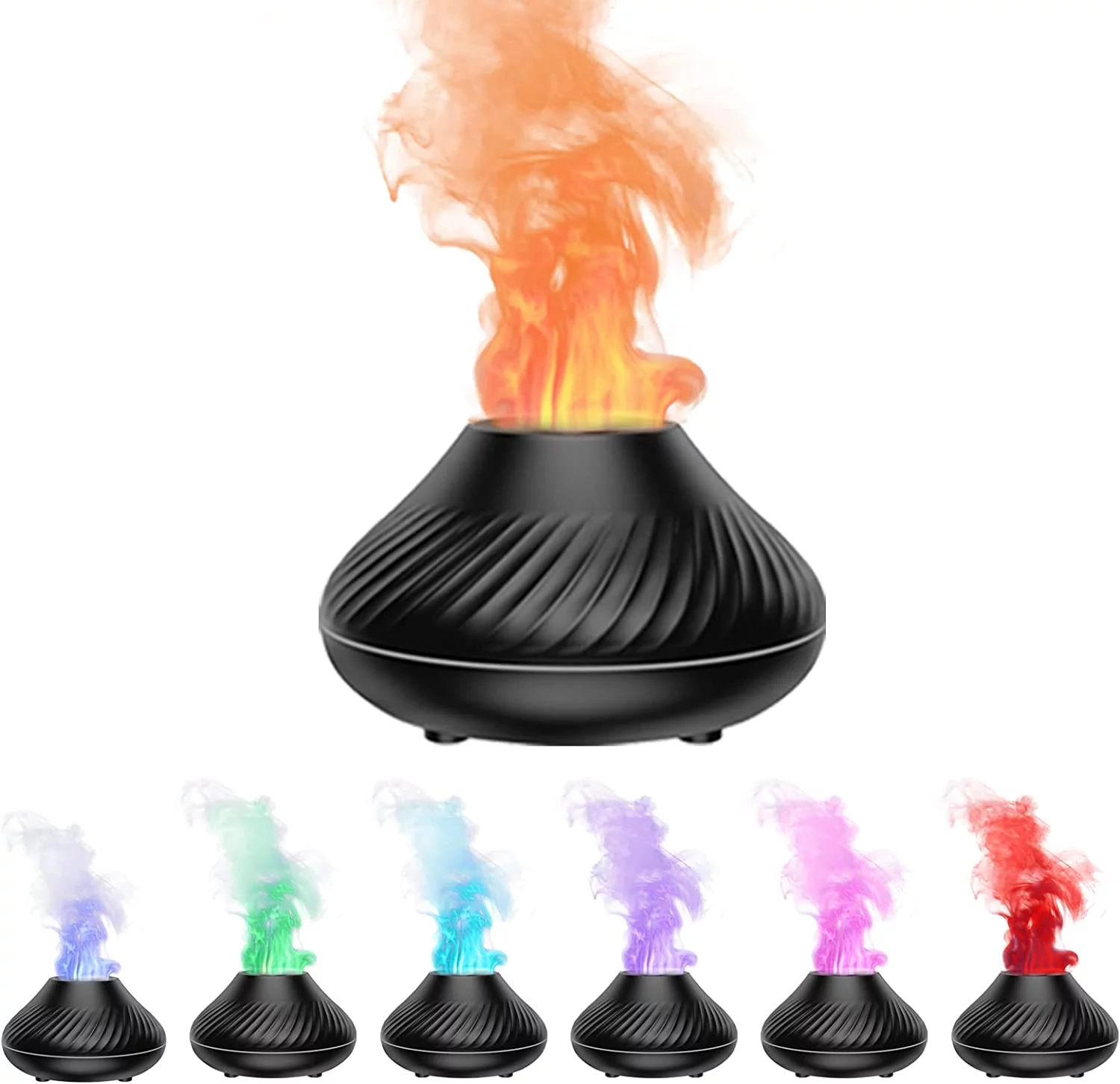 TAZEMAT Flame Diffuser Humidifier 7 Flame Color Noiseless Aroma Diffuser Cool Mist Diffuser with Waterless Auto Shut-Off Protection for Home, Bedroom, Yoga, Office