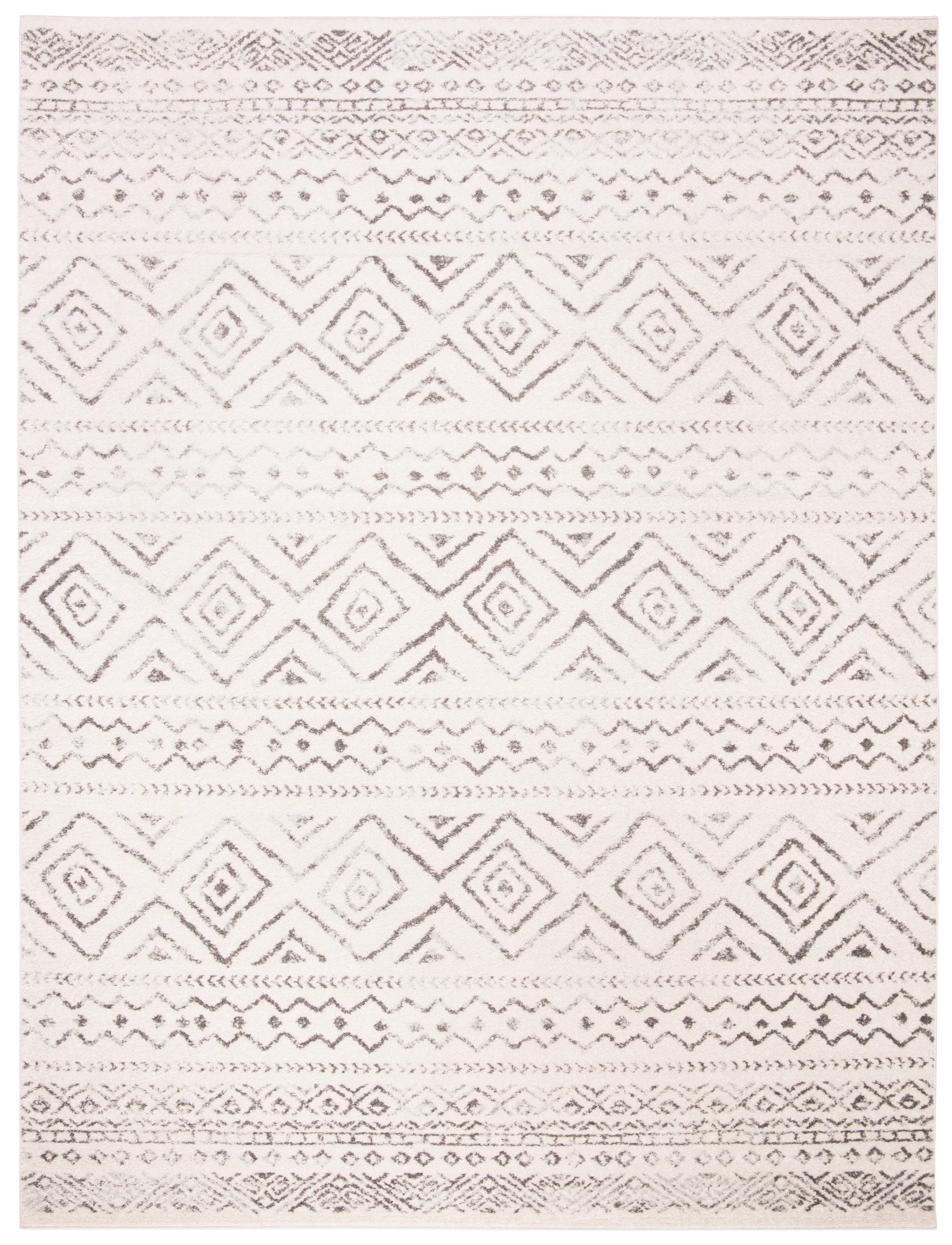 SAFAVIEH Tulum Merletta Moroccan Geometric Area Rug, Ivory/Grey, 10' x 13'