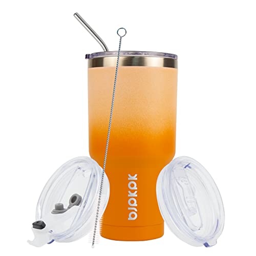 BJPKPK Insulated Tumbler 20 oz Stainless Steel Coffee Travel Thermal Cup With lids And Straws,Light Pink