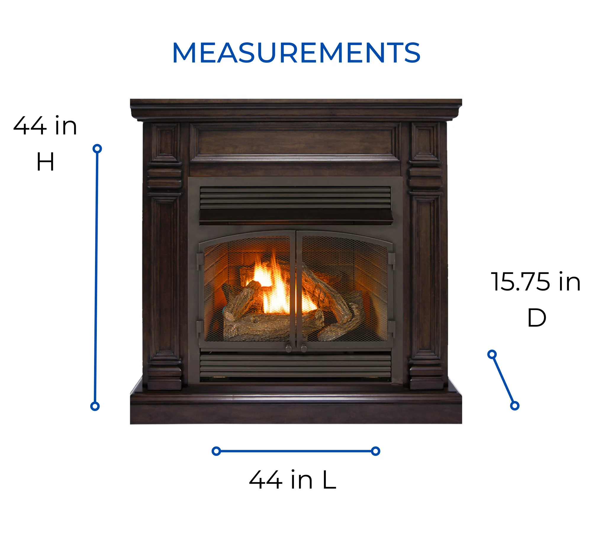 Duluth Forge Dual Fuel Ventless Fireplace - 32,000 BTU, T-Stat Control, Chocolate Finish