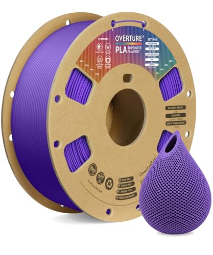 OVERTURE PLA Filament 1.75mm PLA 3D Printer Filament, 2kg Cardboard Spool (4.4lbs), Dimensional Accuracy +/- 0.02mm, Fit Most FDM Printer (Black 2-Pack)