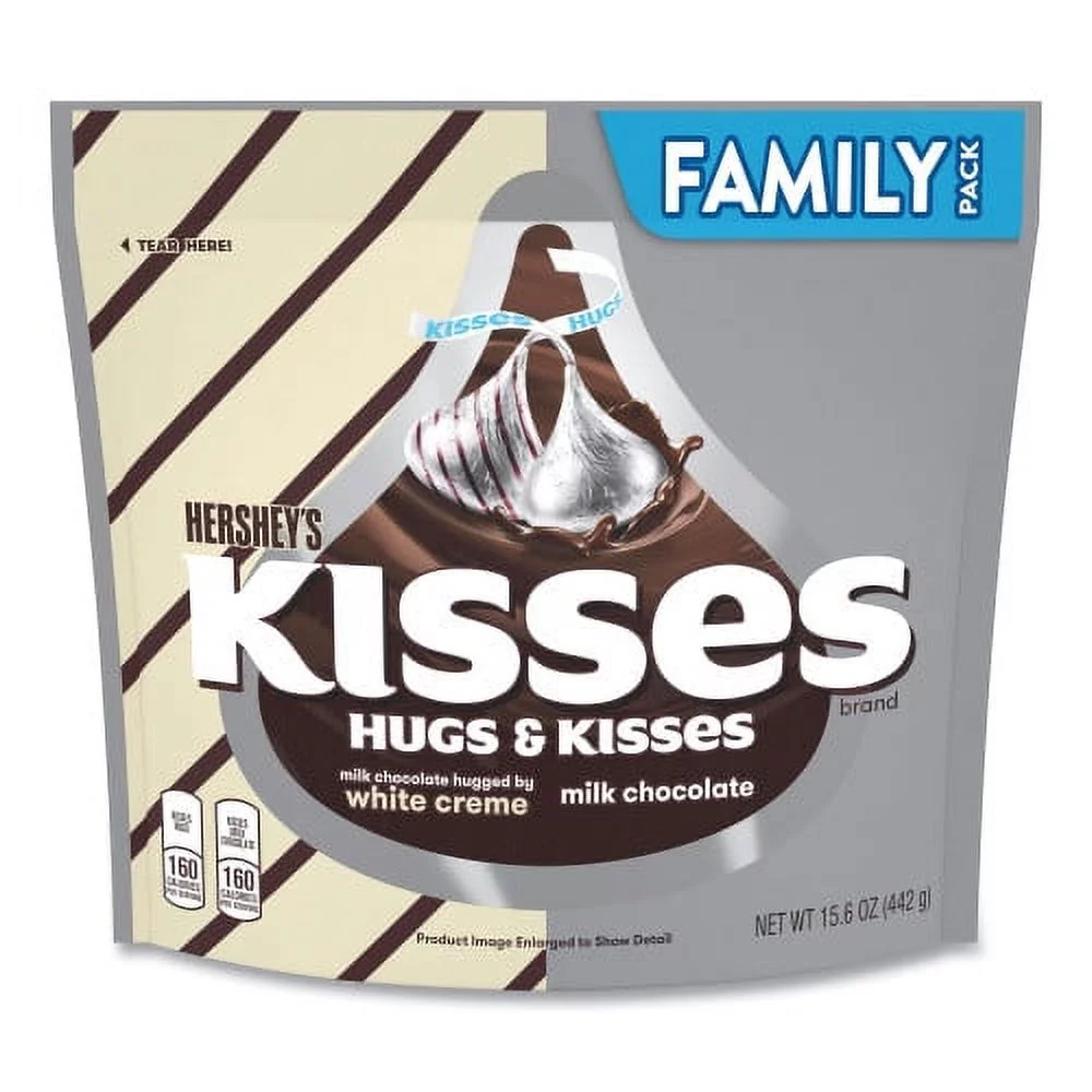 1Pack Hershey's KISSES and HUGS Family Pack Assortment, 15.6 oz Bag, 3 Bags/Pack, (24600405)
