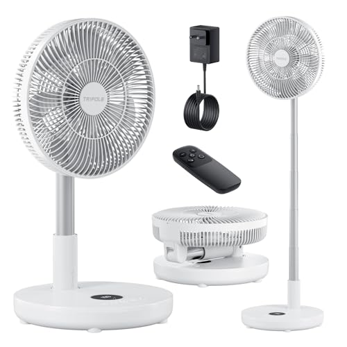 TriPole Oscillating Fan Portable Quiet Standing Fan with Remote, 12