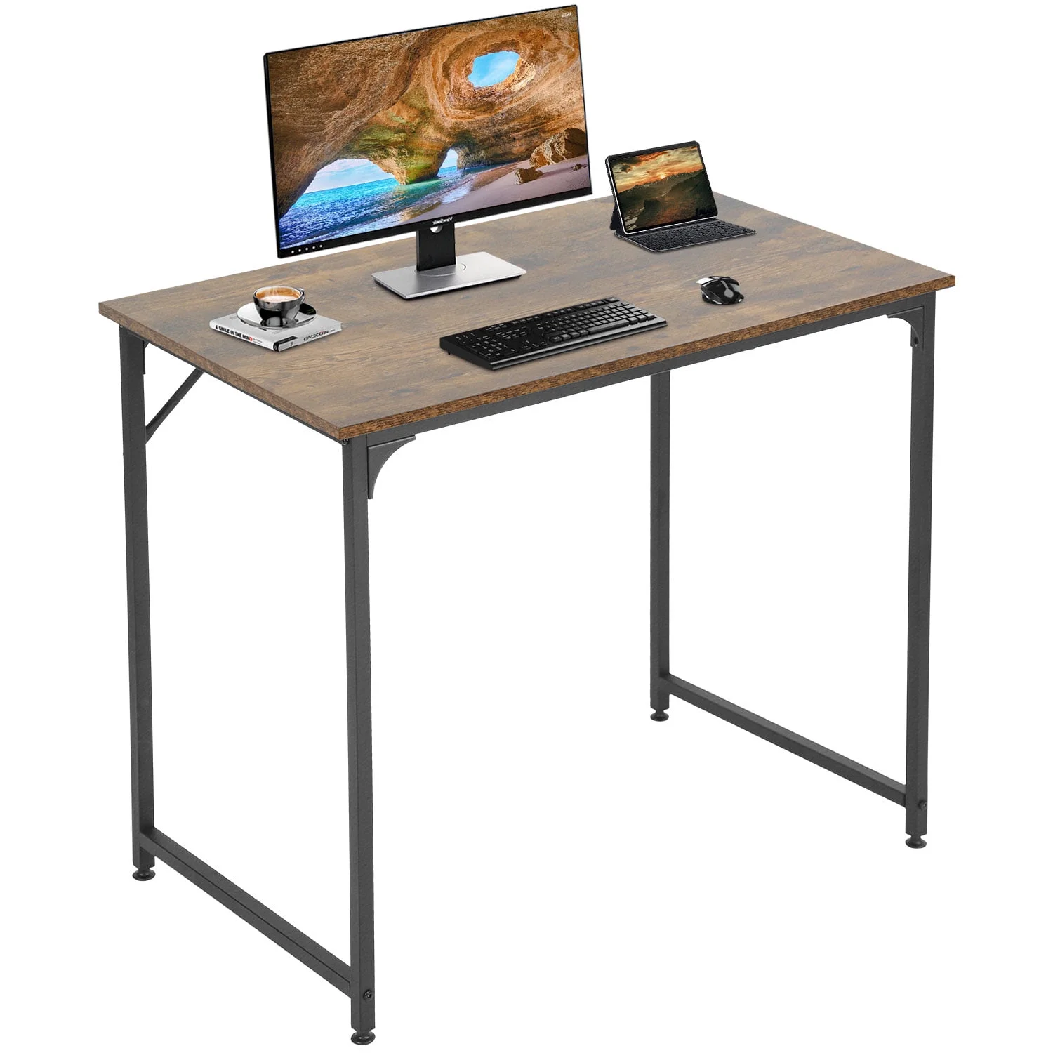 BestOffice 35.4in Gaming Simple Style PC Wood+Metal Multi-Function Computer Desk, Vintage