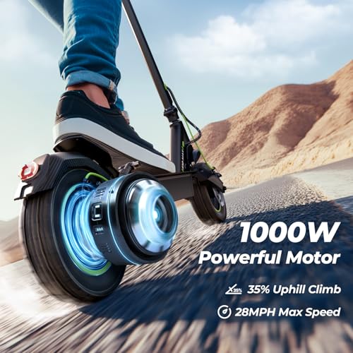 isinwheel Electric Scooter Adults, 38/32 Miles Range & 28/21 MPH Powered by 1000/800W Motor, 10