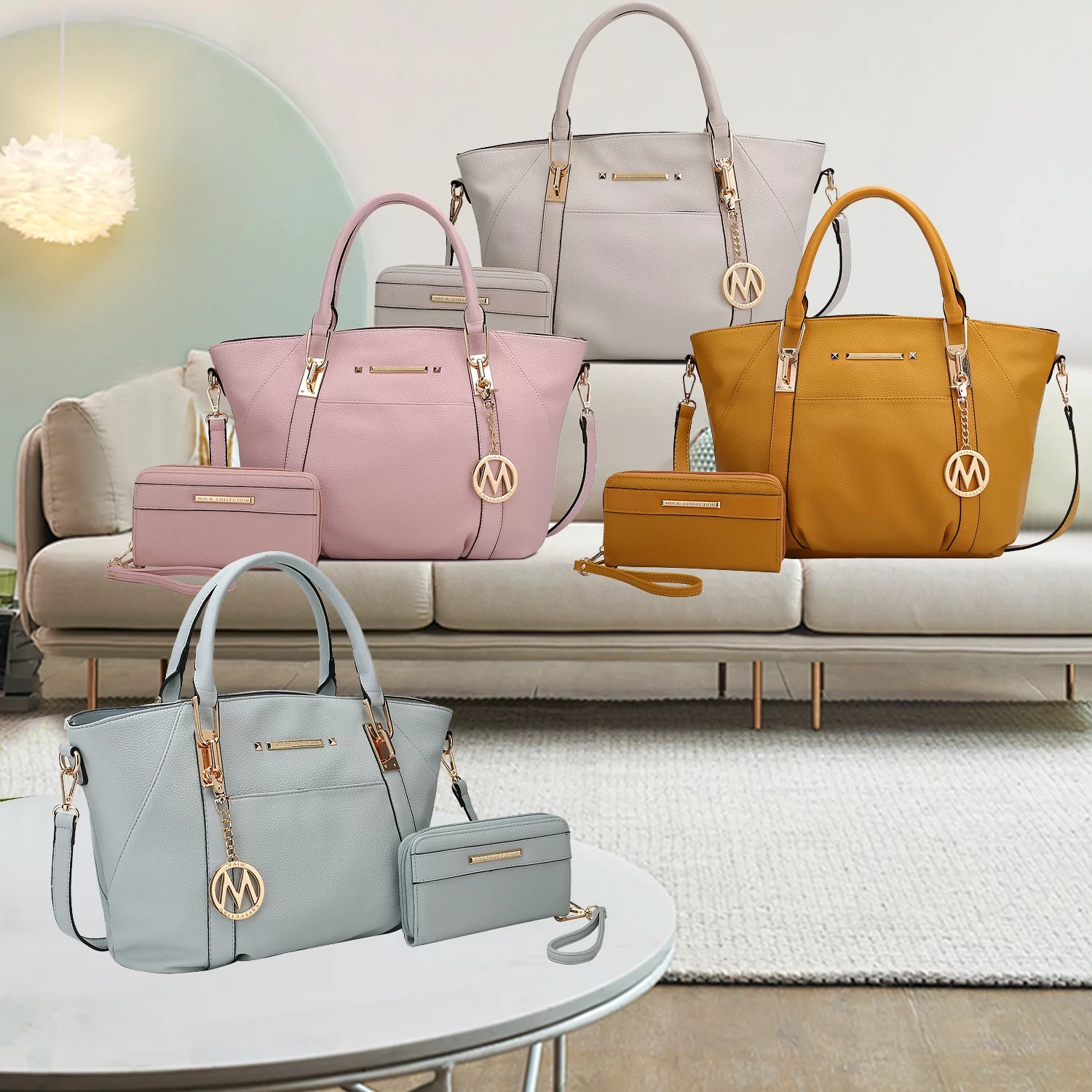 MKF Collection Darielle Vegan Leather Women's Satchel Handbag & Wallet Set by Mia K. - Black