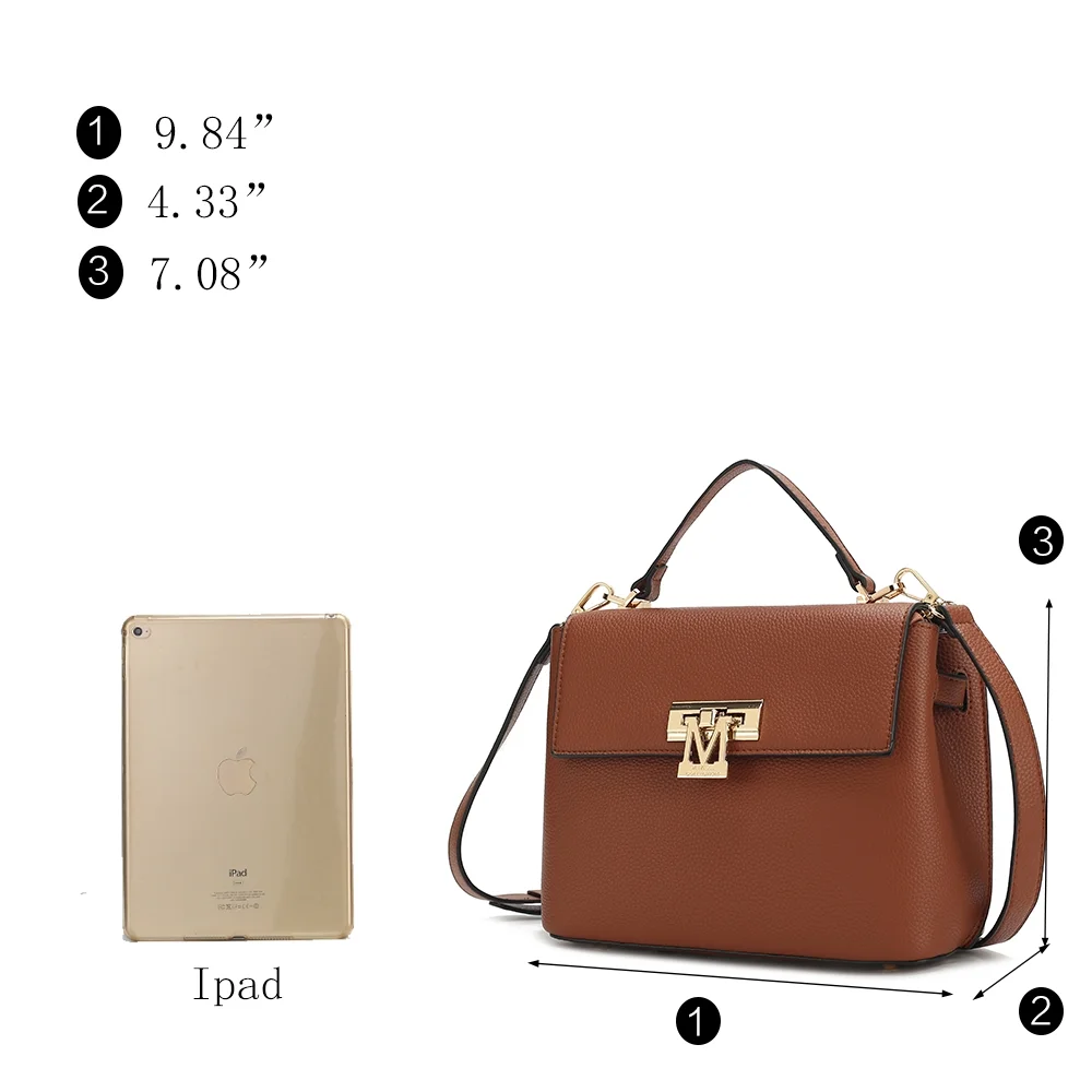 MKF Collection Hadley Vegan Leather Women's Satchel & Wristlet Wallet, Stylish Top-handle Purse Handbag 2 pcs by Mia K - Black