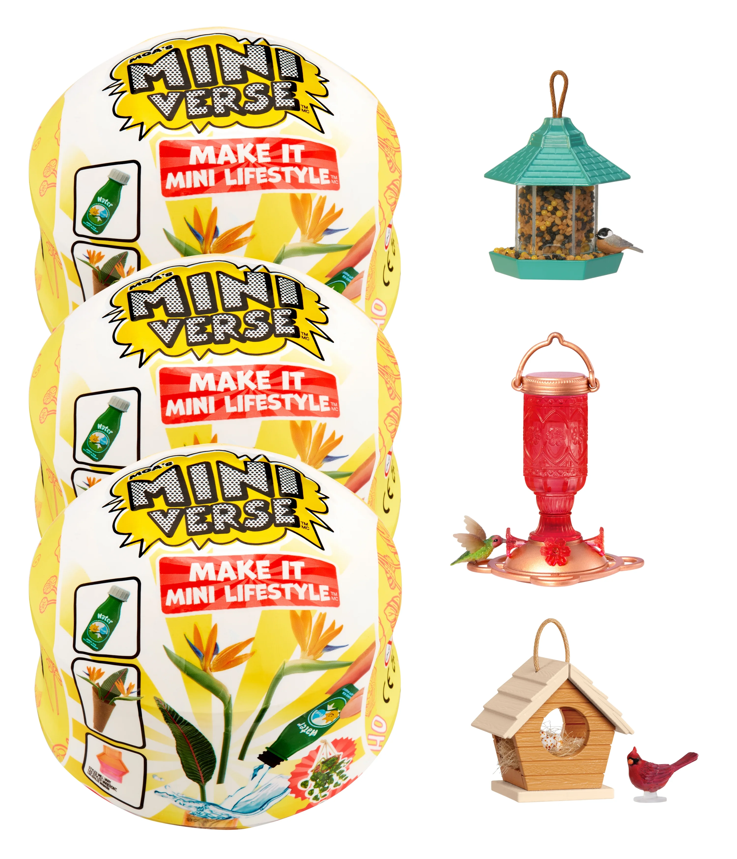 Make It Mini Lifestyle Home Series 1 Birdfeeders Bundle (3 Pack) Mini Collectibles - MGA's Miniverse, Mystery Blind Packaging, DIY, Resin Play, Replica items, Collectors, 8+