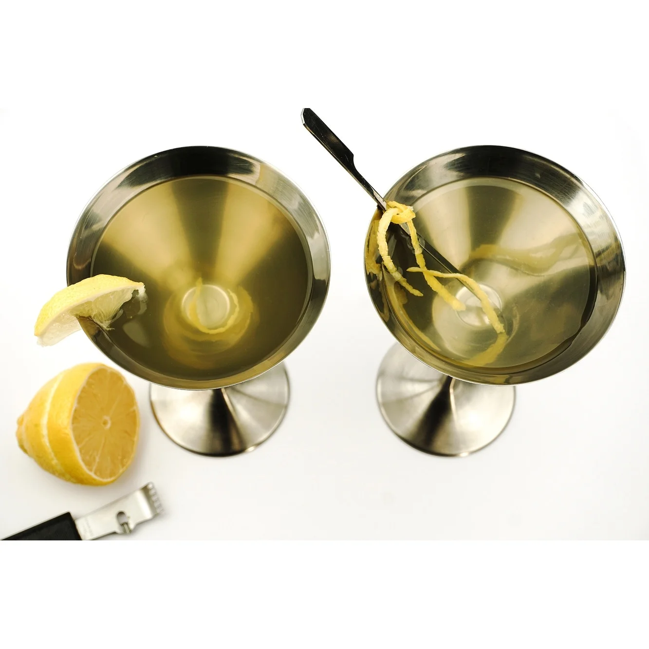 Silver Stainless Steel Martini Glass (Set of 2) 6 Oz 4.5 x 7