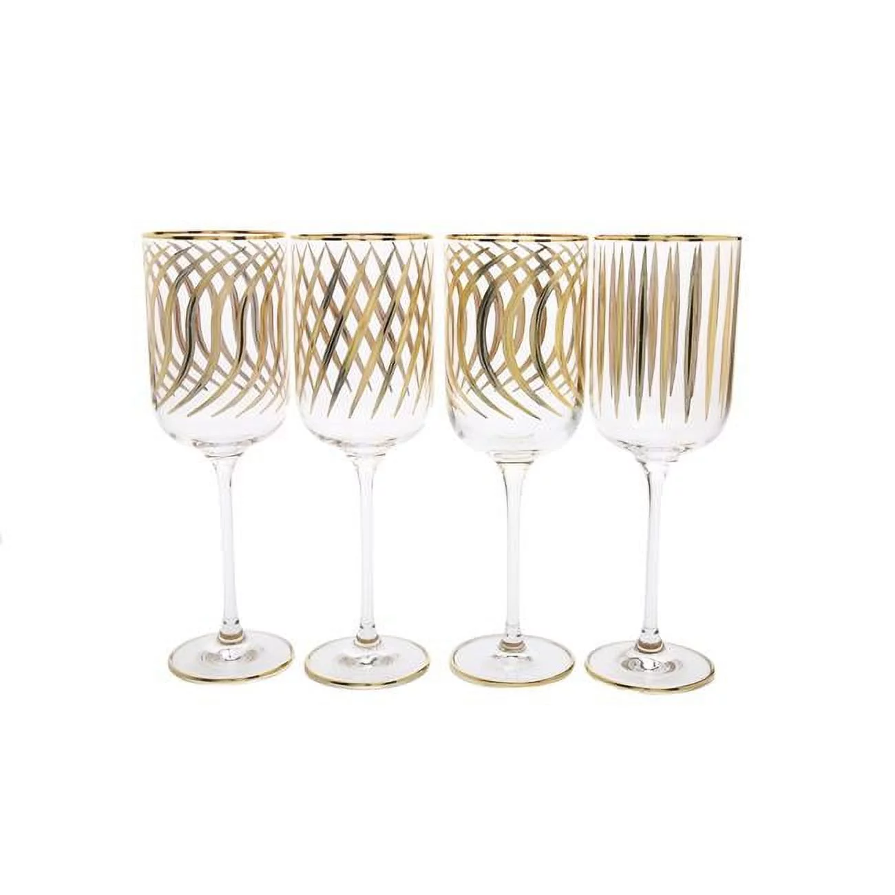 Classic Touch CWIG2014 Mix & Match Wine Glasses with 24k Gold Design - Set of 4