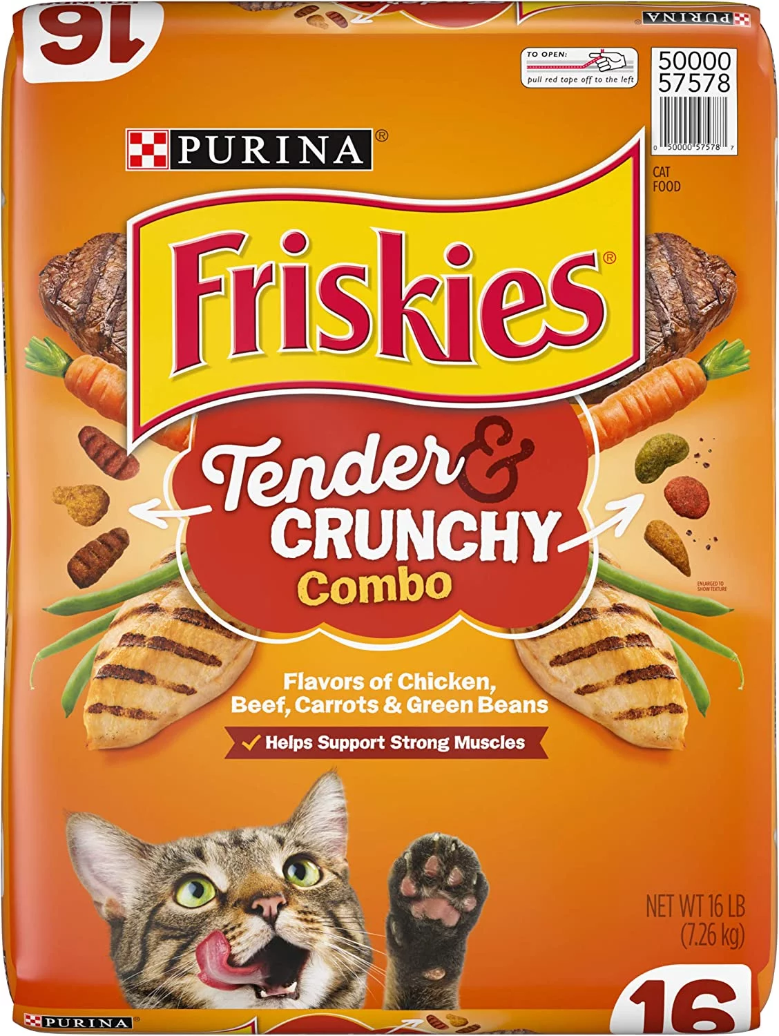 Purina Friskies Dry Cat Food, Tender & Crunchy Combo, 16 lb. Bag