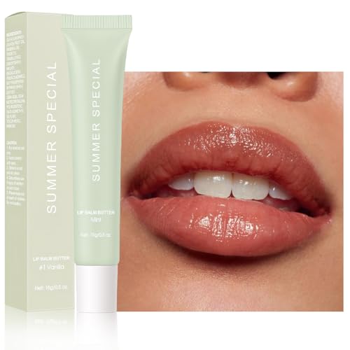 4 PCS Summer Special Lip Butter Balm – Ultra-Hydrating Lip Care with Shea Butter & Olive Oil, Soothes Dry Lips with Natural Tint & Gloss Effect, Lip Plumper Moisture & Light Lip Stain Finish