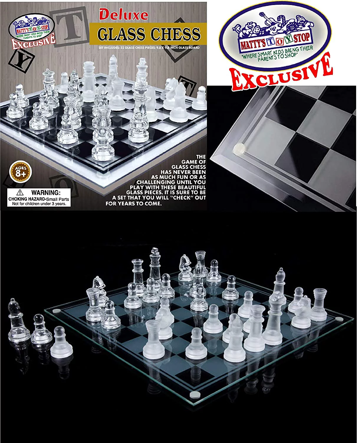Deluxe Glass Chess Set Small