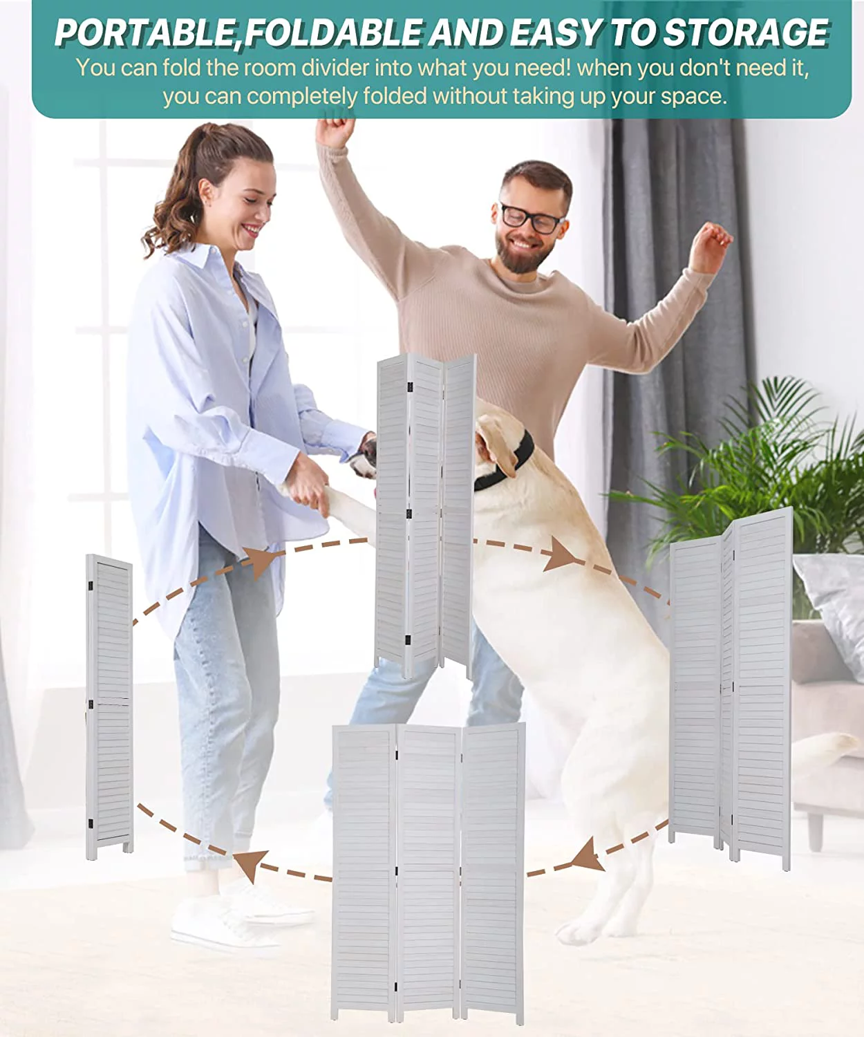 NiamVelo 3 Panel Wood Room Divider 67.7